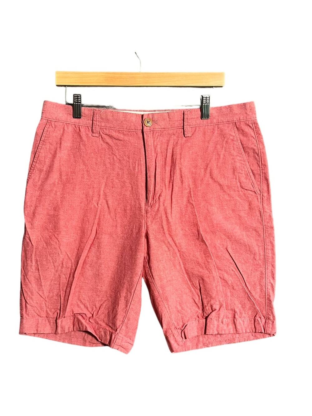 J. Crew Rivington Shorts Coral Red Mens 34 Chino Flat Front Cotton Casual Preppy